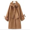 Stesti Trench Coats for Kids Girls Solid Warm Wool Bow Jackets Winter Coat for Baby Girl (2T) Brown view 1