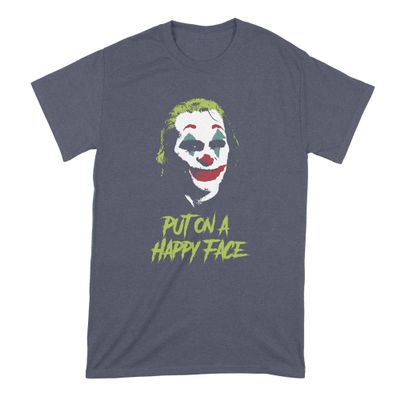 Joker Put on a Happy Face Tshirt Joker Joaquin Shirt Phoenix T Shirt Navy