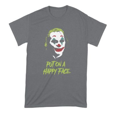 Joker Put on a Happy Face Tshirt Joker Joaquin Shirt Phoenix T Shirt Dark Heather