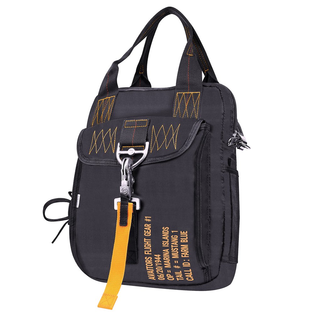 Farm Blue Travel in class with the sturdy Flight Bag #2 -Our Aviators Parachute Style Pilots EDC Bag - Military decorative Para Jump Clip - Sling Crossbody Cell Phone-Men students tots Unisex! -Black