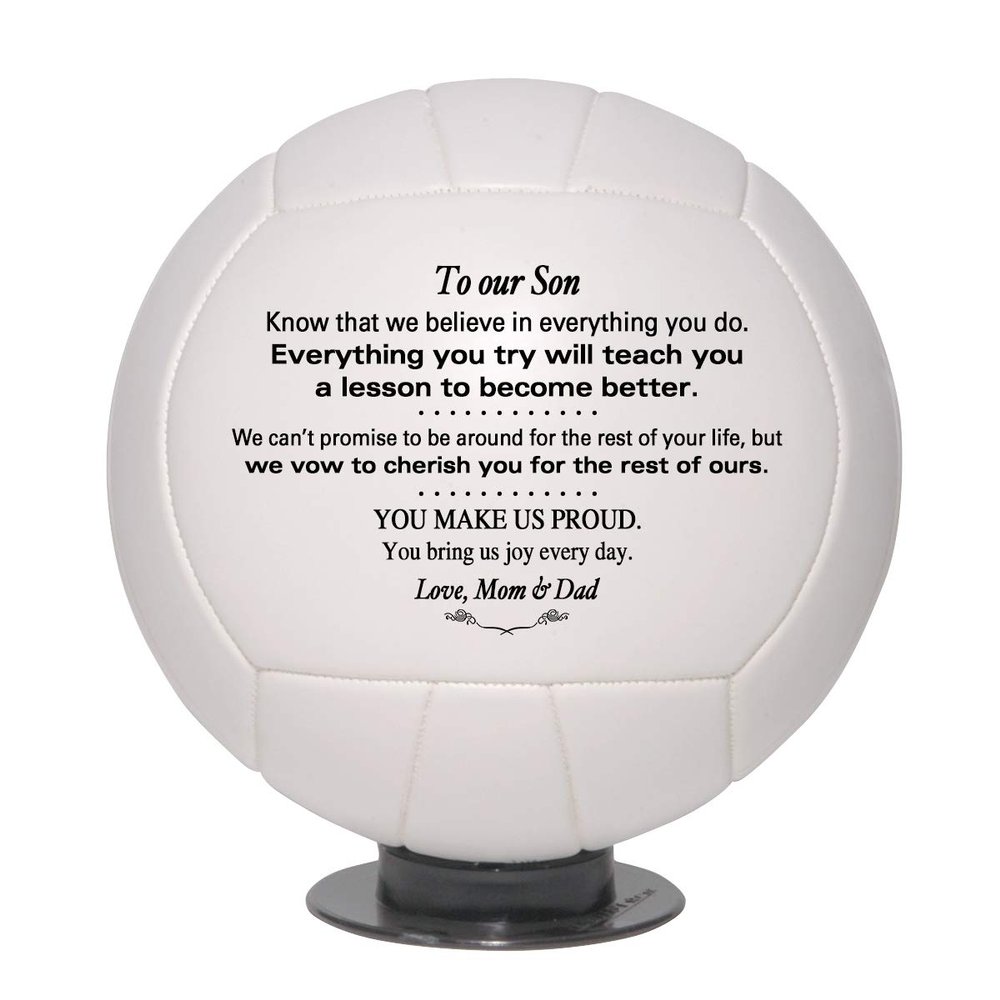 Personalized Custom Volleyball- Dad to Son - Mom to Son - Grandpa to Grandson - Grandma to Grandson - Graduation Birthday Wedding (Full Size Regulation, to Our Son)