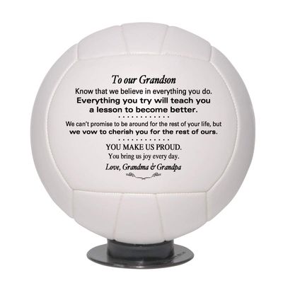 Personalized Custom Volleyball- Dad to Son - Mom to Son - Grandpa to Grandson - Grandma to Grandson - Graduation Birthday Wedding (Mini 6", to Our Grandson)