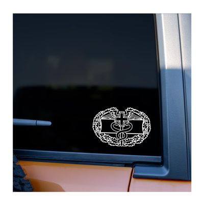 Combat Field Medical Badge (CFMB) Vinyl Decal (White, 12 inches Wide)