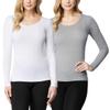 32 DEGREES Ladies' Heat Long Sleeve Scoop Neck Tee 2-Pack (XL, White/Grey) view 1