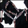 Showman Sunflower Tooled Leather Headstall & Breast Collar Set w/Cowhide Inlays & Reins view 2