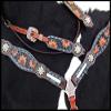 Showman Sunflower Tooled Leather Headstall & Breast Collar Set w/Cowhide Inlays & Reins view 4