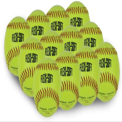 PowerNet Flexi-Soft Softballs, 12, 11-Inch Padded Balls, Portable Softball Pitching & Batting Practice Equipment Soft Balls