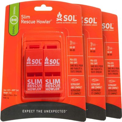 Survive Outdoors Longer Slim Rescue Howler Whistle, 2ct (Pack of 3)