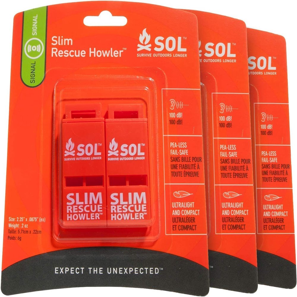 Survive Outdoors Longer Slim Rescue Howler Whistle, 2ct (Pack of 3)