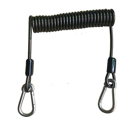 Retractable Tool Lanyard, Fishing Coiled Lanyard, Stainless Steel Inside Heavy Duty Fishing Safety Rope Extension Cord Tether, for Deep Sea Fishing Tools Rod Kayak Paddles, with Carabiner -2Pcs