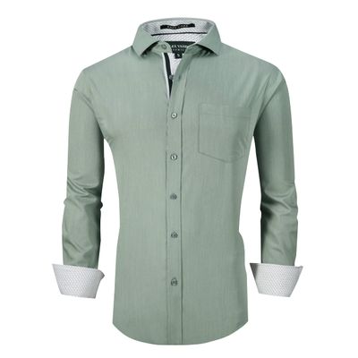 Alex Vando Mens Rayon Dress Shirts Wrinkle Free Regular Fit Stretch Button Down Shirt,Olivine,S