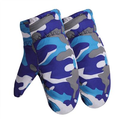 FakeFace Kids Ski Mittens for Girls Boys Winter Insulated Waterproof Ski Gloves Warm Fleece Lined 3-5 Y (Blue Camou, XS: For Unisex Kids 3-5 Y)
