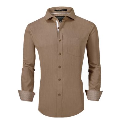 Alex Vando Mens Rayon Dress Shirts Wrinkle Free Regular Fit Stretch Button Down Shirt,Macaroon,XL