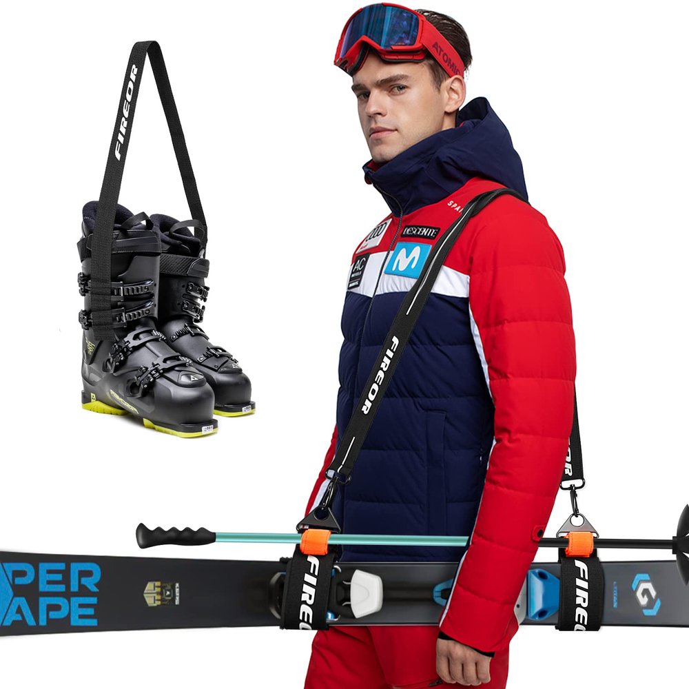 FIREOR Ski Carrier Strap, Snowboard, Pole and Boot Carry Sling Band Kit Valentines Day Gifts for Him Family Men Women & Kids