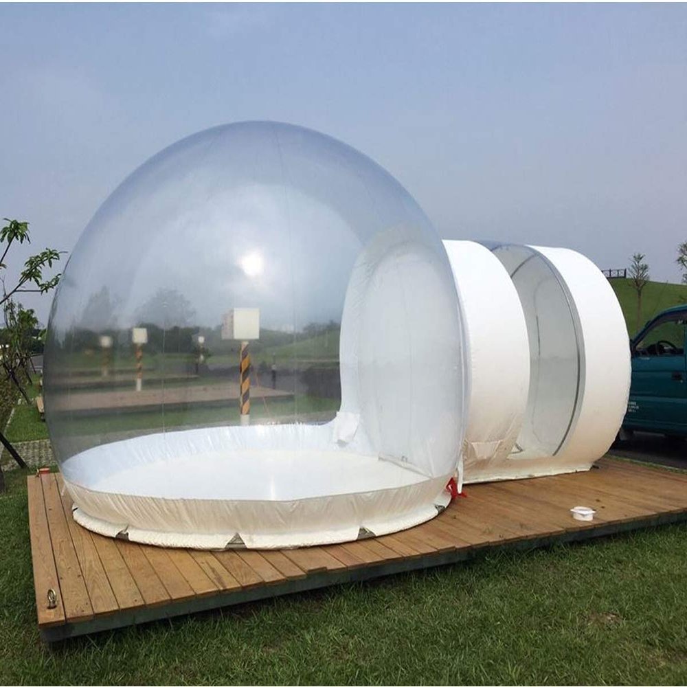 Foammaker Transparent Viewing 360 Dome Inflatable Outdoor Camping Bubble Tent (10/13/16/20 Feet) with 6.5 Feet Single Tunnel and Blower