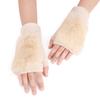 PURFUN Fuzzy Faux Fur Knitted Gloves Women Winter Thermal Soft Cycling Driving Fingerless Gloves Short Office Typing Writing Touch Screen Gloves Mitten Hand Warmer view 1