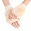 PURFUN Fuzzy Faux Fur Knitted Gloves Women Winter Thermal Soft Cycling Driving Fingerless Gloves Short Office Typing Writing Touch Screen Gloves Mitten Hand Warmer view 2
