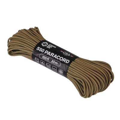 Helikon-Tex 100ft 550 Paracord Coyote Green and Brown Survival Cord for Camping, Hiking, Decor