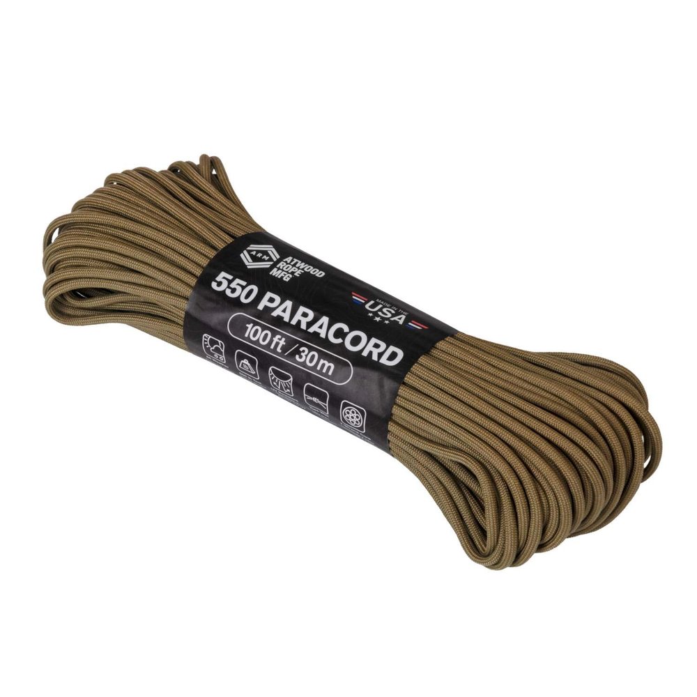 Helikon-Tex 100ft 550 Paracord Coyote Green and Brown Survival Cord for Camping, Hiking, Decor