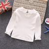 Baby Girl Kids Blouses Long Sleeves Solid Color Doll Collar T-Shirt Top Bottom (White, 5-6T) view 2