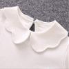 Baby Girl Kids Blouses Long Sleeves Solid Color Doll Collar T-Shirt Top Bottom (White, 5-6T) view 3