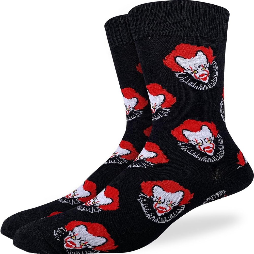 Good Luck Sock Men's Scary Clown Halloween Socks, Adult, Shoe Size 7-12