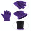 SATINIOR 3 Pairs Winter Fleece Gloves Kids Soft Warm Mitten for Boys Girls Full Fingers Outdoors Activities 5-12 Year(8-12 Years,Black, Purple, Navy Blue) view 3