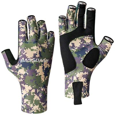 BASSDASH ALTIMATE Sun Protection Fingerless Fishing Gloves UPF 50+ Mens Womens UV Gloves for Kayaking Paddling Hiking Cycling Driving Shooting Training (Jungle Camo, XL)