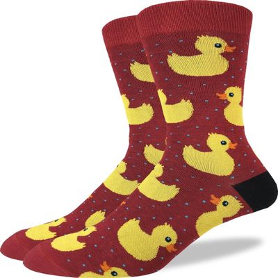 Good Luck Sock Men's Rubber Ducks Socks, Big & Tall, Shoe Size 13-17