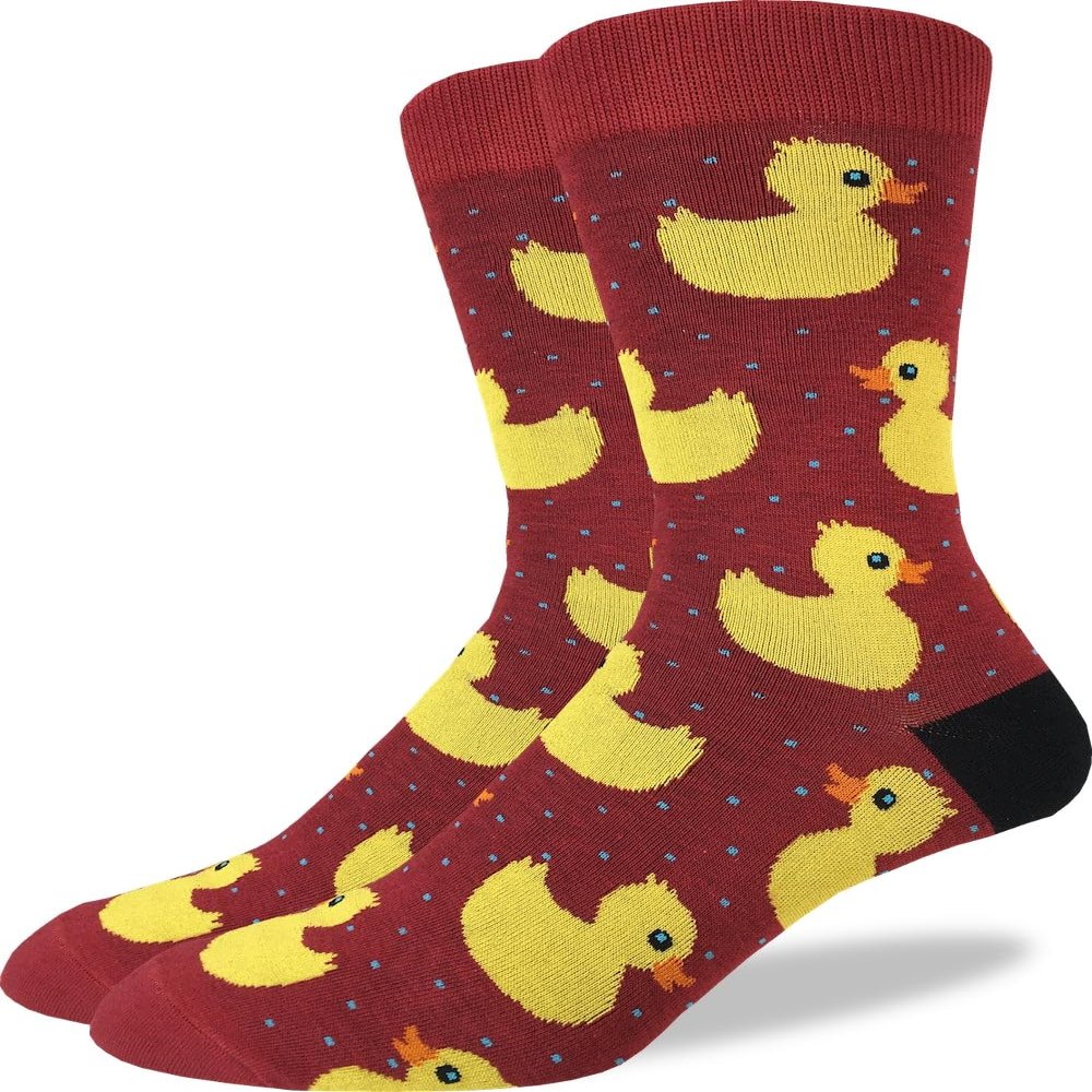 Good Luck Sock Men's Rubber Ducks Socks, Big & Tall, Shoe Size 13-17