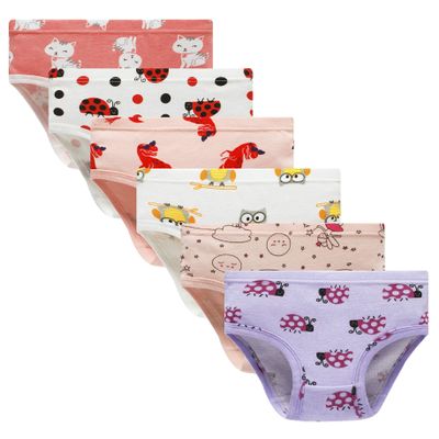 Family Feeling Little Girls Underwears Soft 100% Cotton Panties Little Girls' Undies Assorted Underwear (Pack of 6) Size 6 7