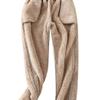 Snoly Women's Warm Sherpa-Lined Jogger Sweatpants Running Active Fleece Pants (Red, Medium) view 2