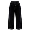 Snoly Women's Casual Pants High Waist Wide Leg Full Length Velvet Velour Sweatpants (Black, Small) view 1
