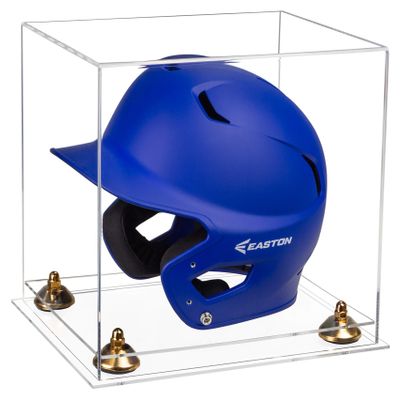 Acrylic Display Case for Baseball Batting Helmet Premium Baseball Display Case with Clear Base and Polished Edges Durable Display Cases for Collectibles .Dim: 12.25" L x 10" W x 10.5" H (A012-GR)
