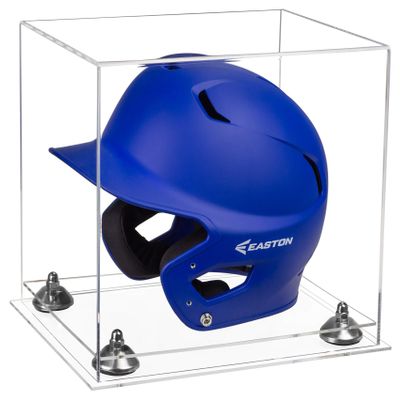 Acrylic Display Case for Baseball Batting Helmet Premium Baseball Display Case with Clear Base and Polished Edges Durable Display Cases for Collectibles .Dim: 12.25" L x 10" W x 10.5" H (A012-SR)
