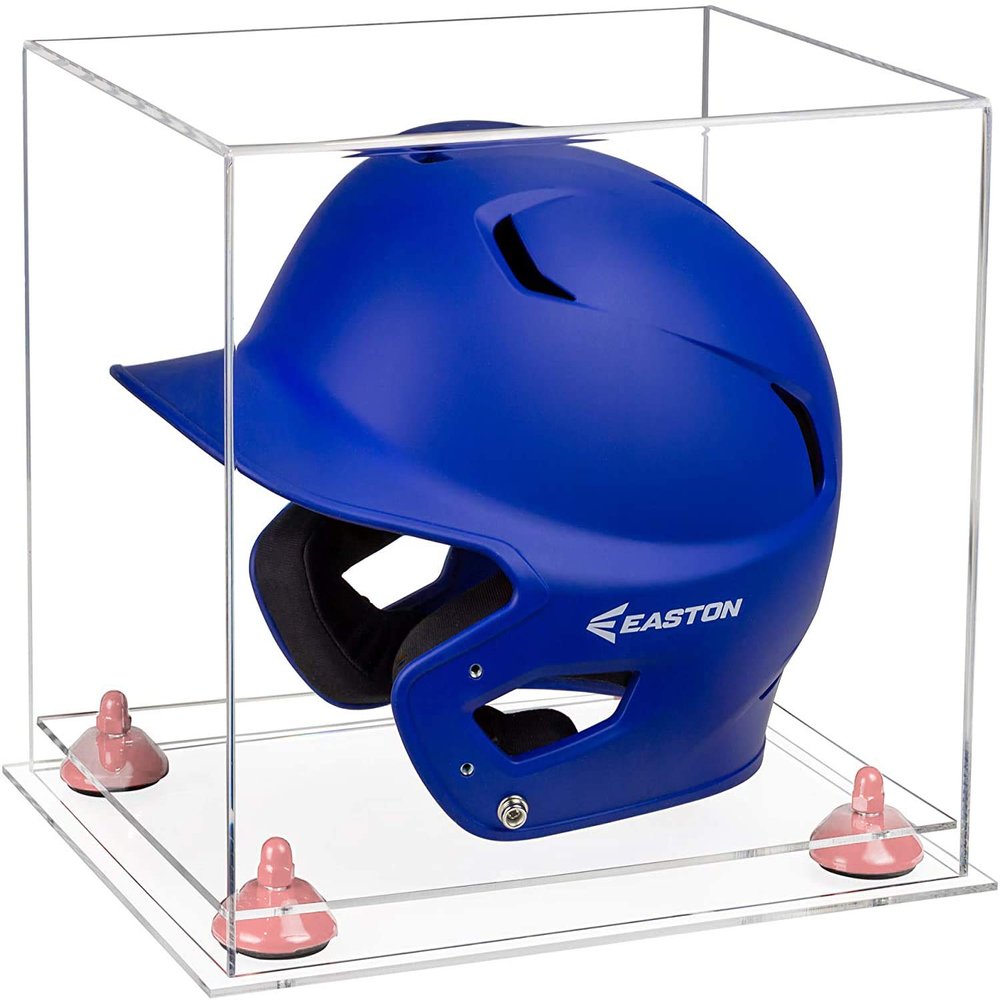 Acrylic Display Case for Baseball Batting Helmet Premium Baseball Display Case with Clear Base and Polished Edges Durable Display Cases for Collectibles .Dim: 12.25" L x 10" W x 10.5" H(A012-PNR)