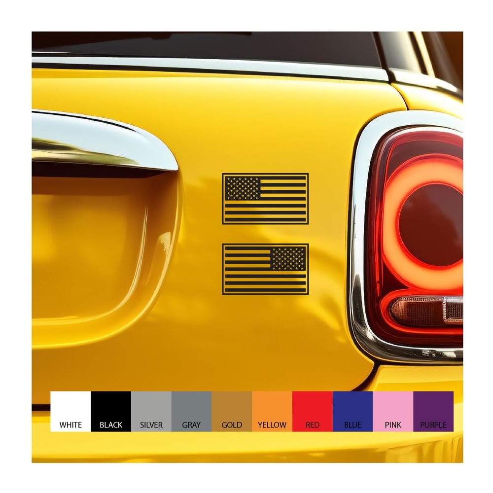 US Flag Pair Vinyl Decal (Gloss Black, 10 inches Wide)
