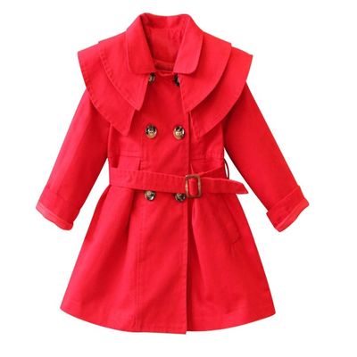 Stesti Trench Coats for Kids Girls Korean Windbreaker Jacket Winter Coat for Baby Girl (7) Red
