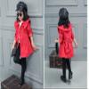 Stesti Trench Coats for Kids Girls Korean Windbreaker Jacket Winter Coat for Baby Girl (7) Red view 2