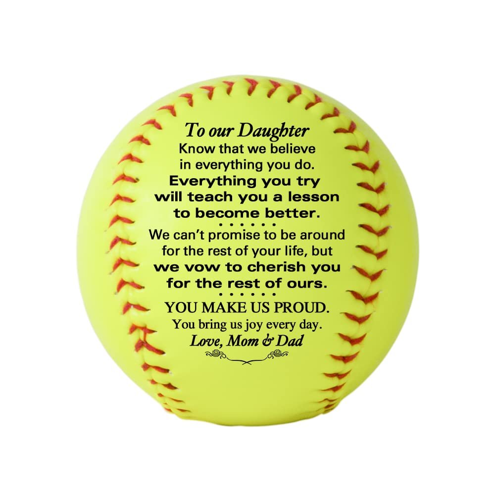 Personalized Custom Softball- Dad to Son - Mom to Son - Grandpa to Grandson - Grandma to Grandson - Graduation Birthday Wedding Anniversary (to Our Daughter)