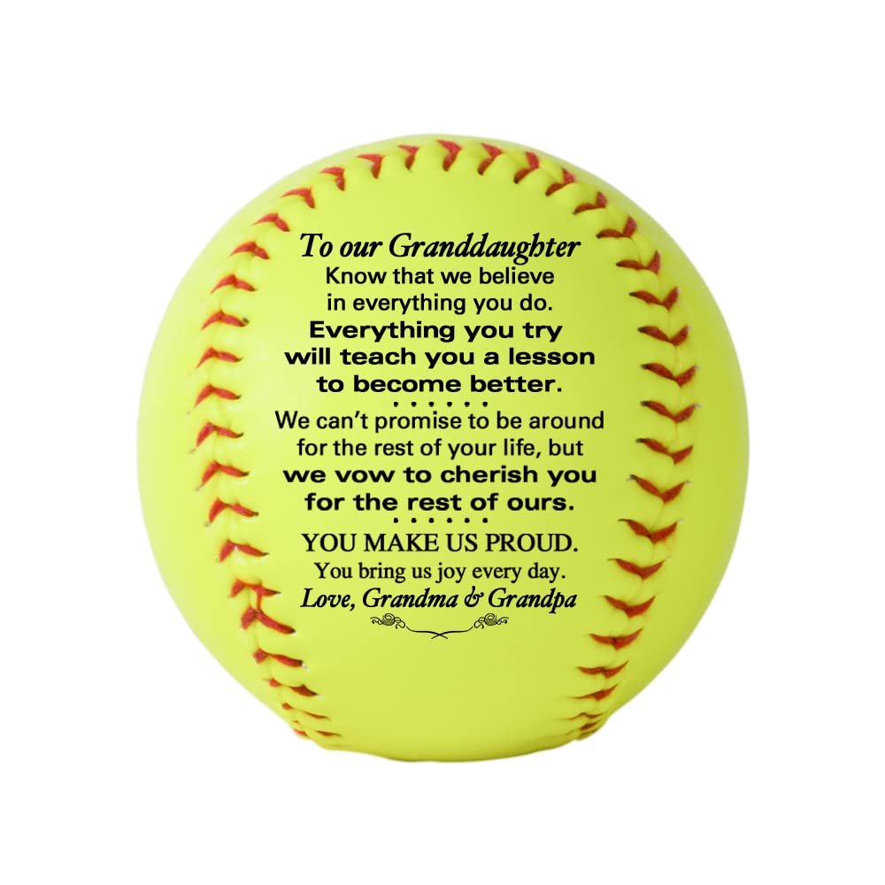 Personalized Custom Softball- Dad to Son - Mom to Son - Grandpa to Grandson - Grandma to Grandson - Graduation Birthday Wedding Anniversary (to Our Granddaughter)
