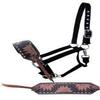 Showman Sunflower Tooled Bronc Leather Nose Halter w/Buckstitch Trim! New Horse TACK! view 1
