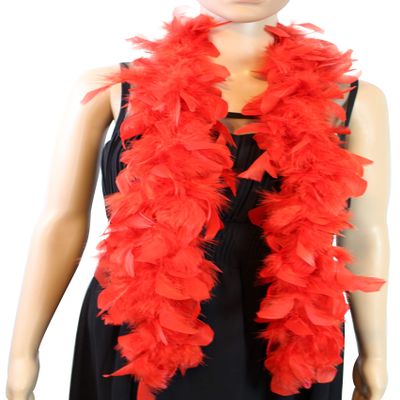 Flydreamfeathers Feather Boa 25 Gram, 4 Feet Long Chandelle Feather Boa, Great for Party, Wedding, Halloween Costume, Christmas Tree, Decoration (red color)