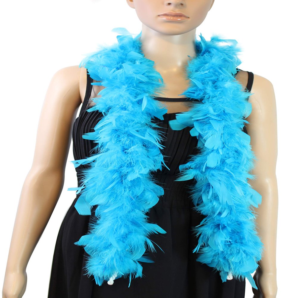 Flydreamfeathers Feather Boa 25 Gram, 4 Feet Long Chandelle Feather Boa, Party, Wedding, Halloween Costume, Christmas Tree, Decoration (turquoise color)