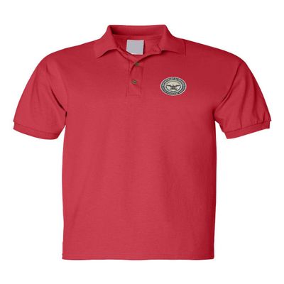 ALLNTRENDS Men's Polo T Shirt Department of Defense Embroidered USA Ministry (M, Red)