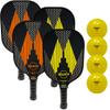 Velocity Carbon Graphite 4 Paddle + 4 Pickle Ball Set. Very Light, Responsive & Strong. Honeycomb Inner Core w/a Very Thin Graphite Skin on Exterior. Easy to Hold & Comfortable. Weighs 9.5-10.5 oz. view 1