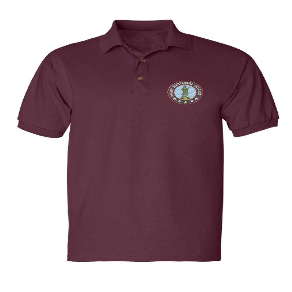 ALLNTRENDS Men's Polo T Shirt Army National Guard Embroidered USA Military (M, Maroon)
