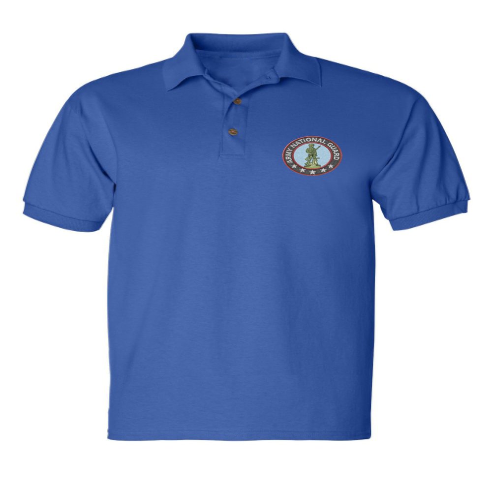 ALLNTRENDS Men's Polo T Shirt Army National Guard Embroidered USA Military (M, Royal Blue)