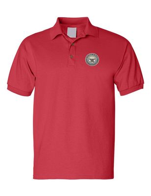 ALLNTRENDS Men's Polo T Shirt Department of Defense Embroidered USA Ministry (L, Red)