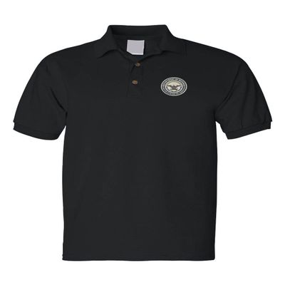 ALLNTRENDS Men's Polo T Shirt Department of Defense Embroidered USA Ministry (2XL, Black)